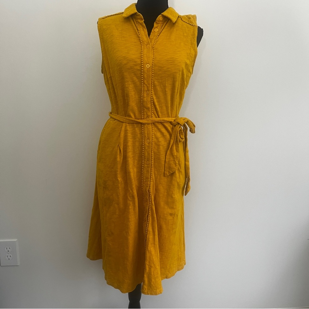 Boden Tori Midi Dress Yellow Collared Sz 10 - Picture 2 of 8